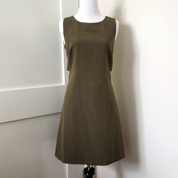 NWT Anthropologie Olive green midi shift dress with triangle cutouts. Size S. - Picture 1 of 4